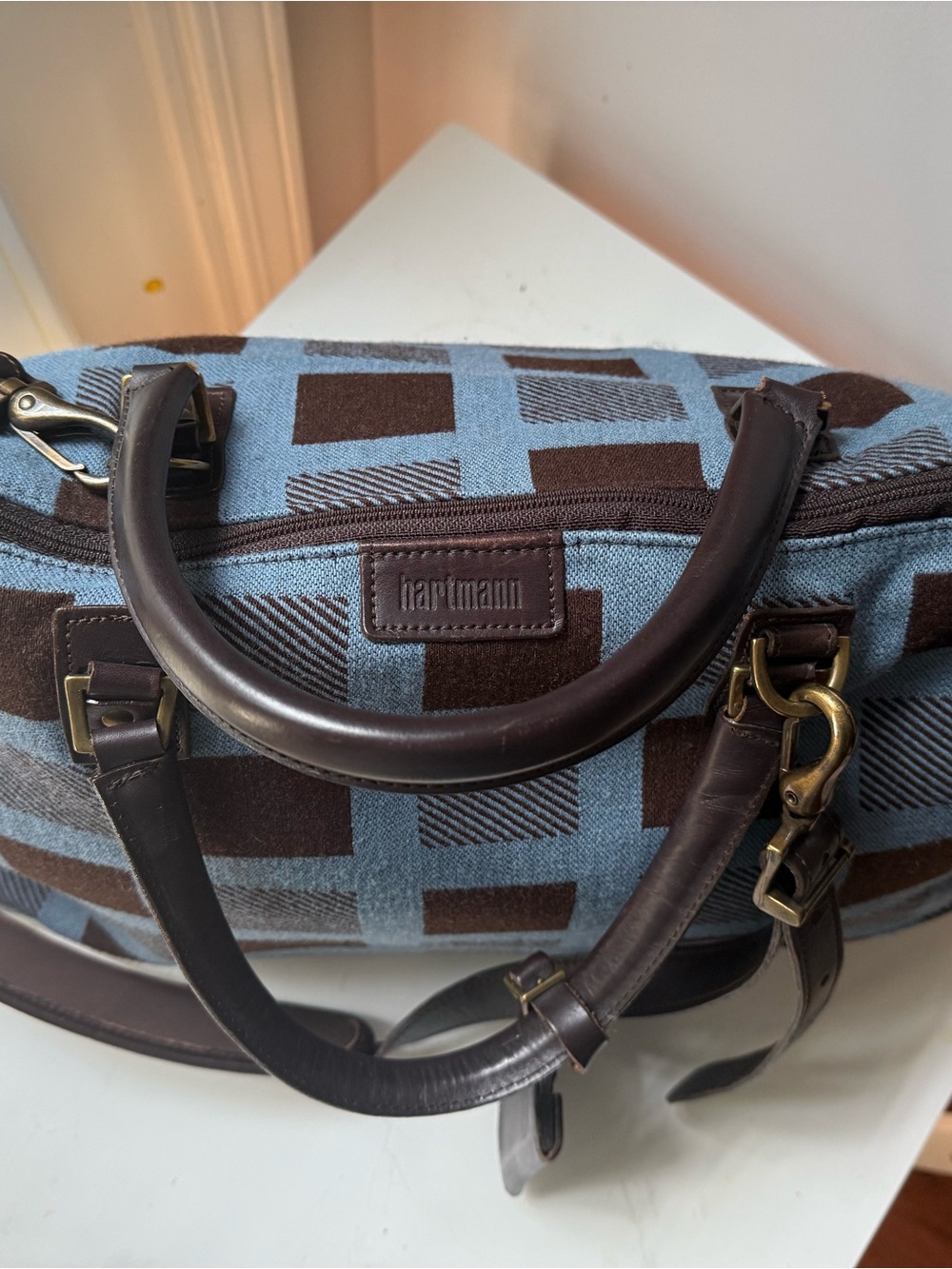 Vintage HARTMANN Wool Travel Satchel Duffel Bag